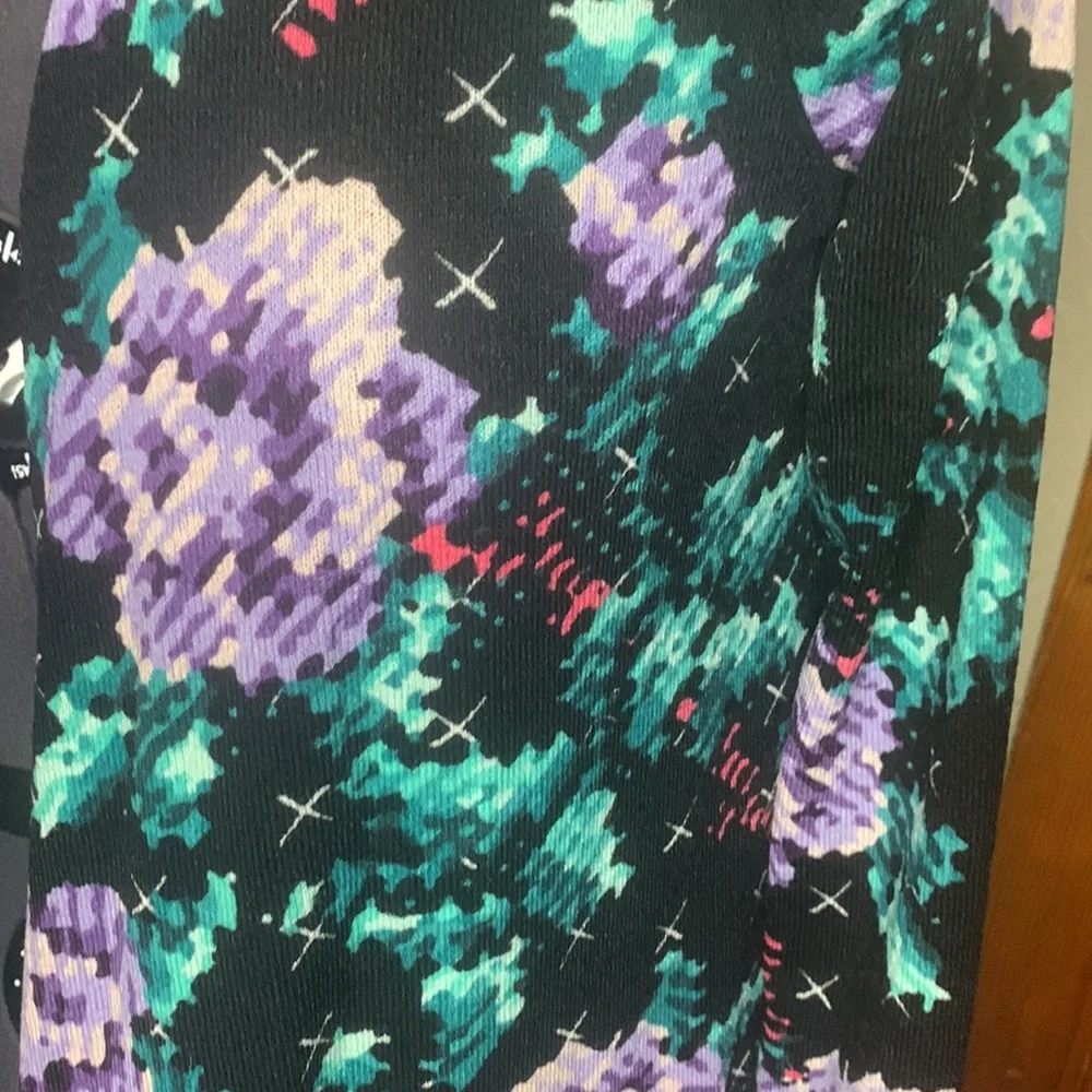 LULAROE | Sarah‎ Longline Spring Festival Duster Black Purple Green Floral | M